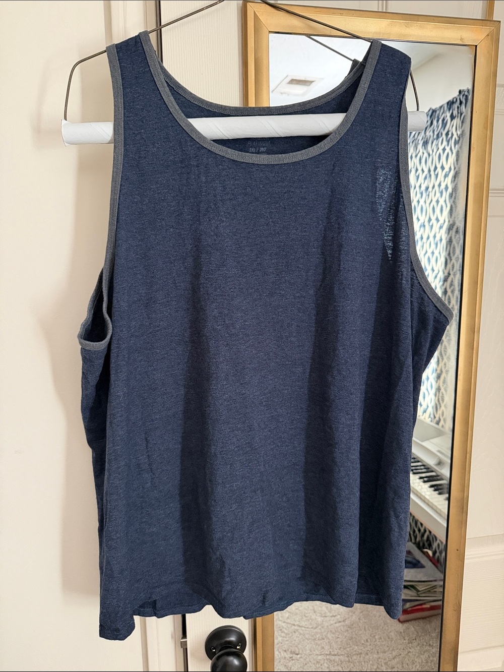 Men's-Style Navy Tank Top with Grey Trim